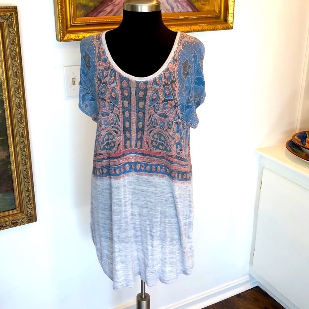 Lucky Brand Tunic Top Boho print Size 1X
